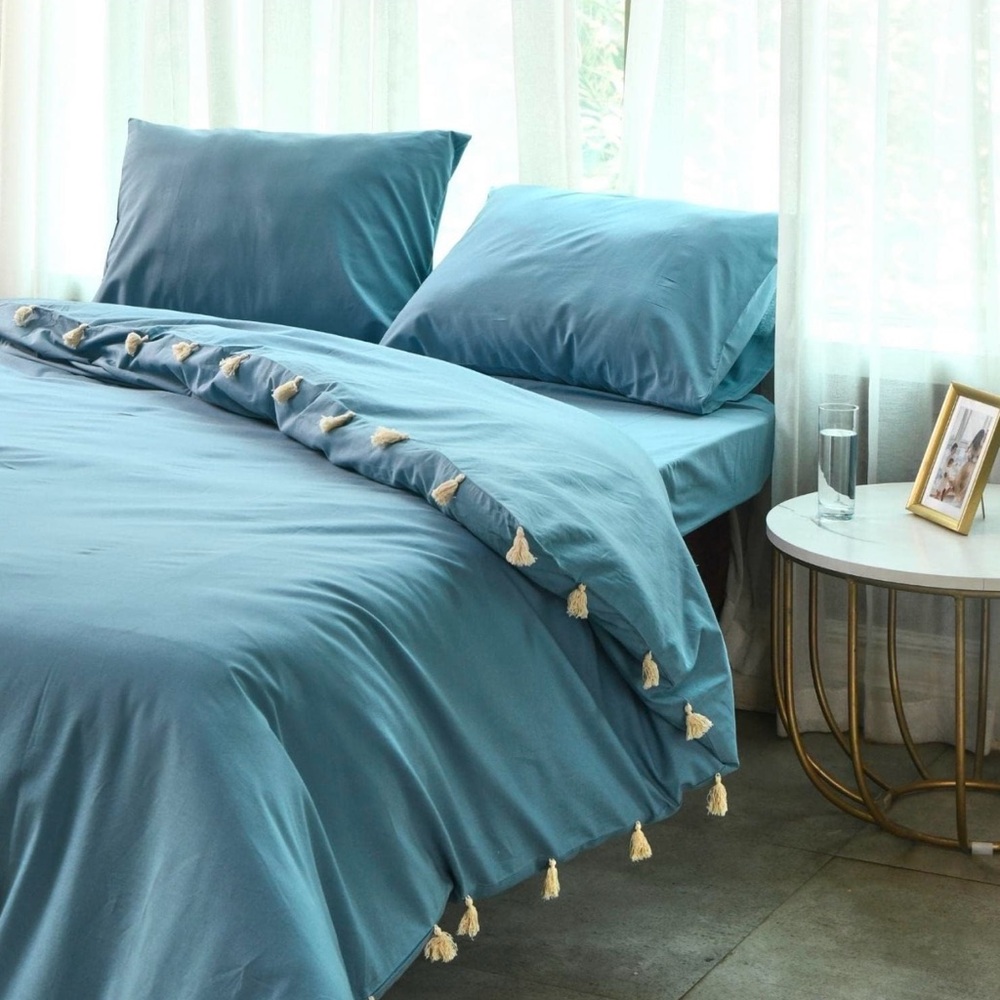 Queen-100% Cotton Duvet Cover with 2 Pillow Shams